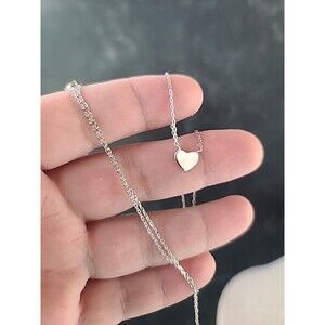 925 Sterling Silver Adjustable Heart Shaped Pendant Necklace Vintage